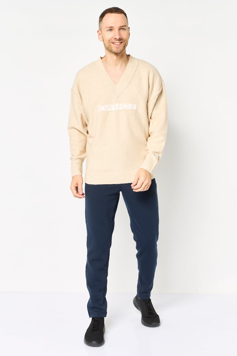 Nike Men Sportswear Fit V Neck Embroidered Logo Sweater, Beige - Image 3